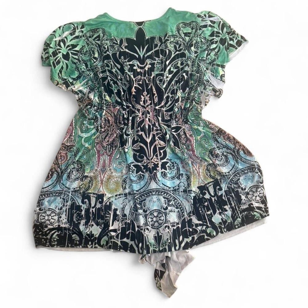 Elegant Green Paisley Tunic Top - Picture 4 of 6